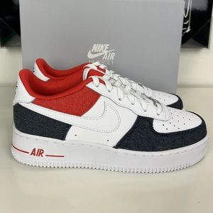 NEW~ NIKE Air Force 1 '07 LX 'White Red Denim' DJ5174-100